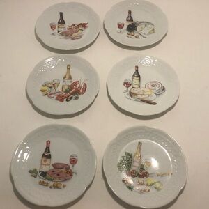 Limoges France Porcelain Set of 6 Plates with Green Laurel Marks